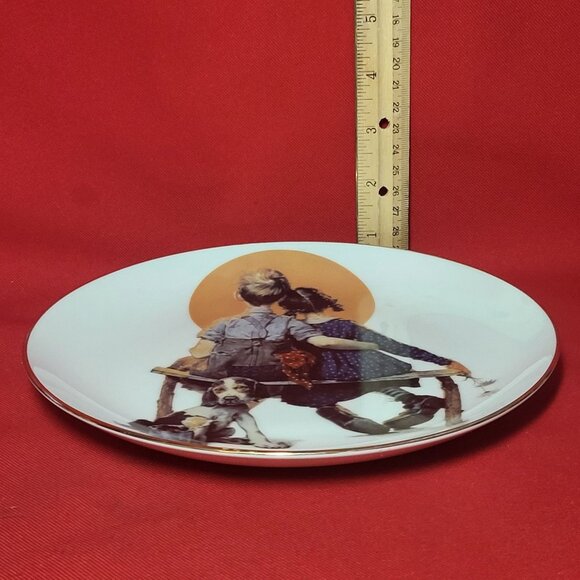 Decorative Plate Puppy Love Norman Rockwell Young Love Danbury Mint 1989 - Picture 8 of 11